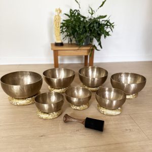 Klang- og syngeskålesæt, 7 chakra